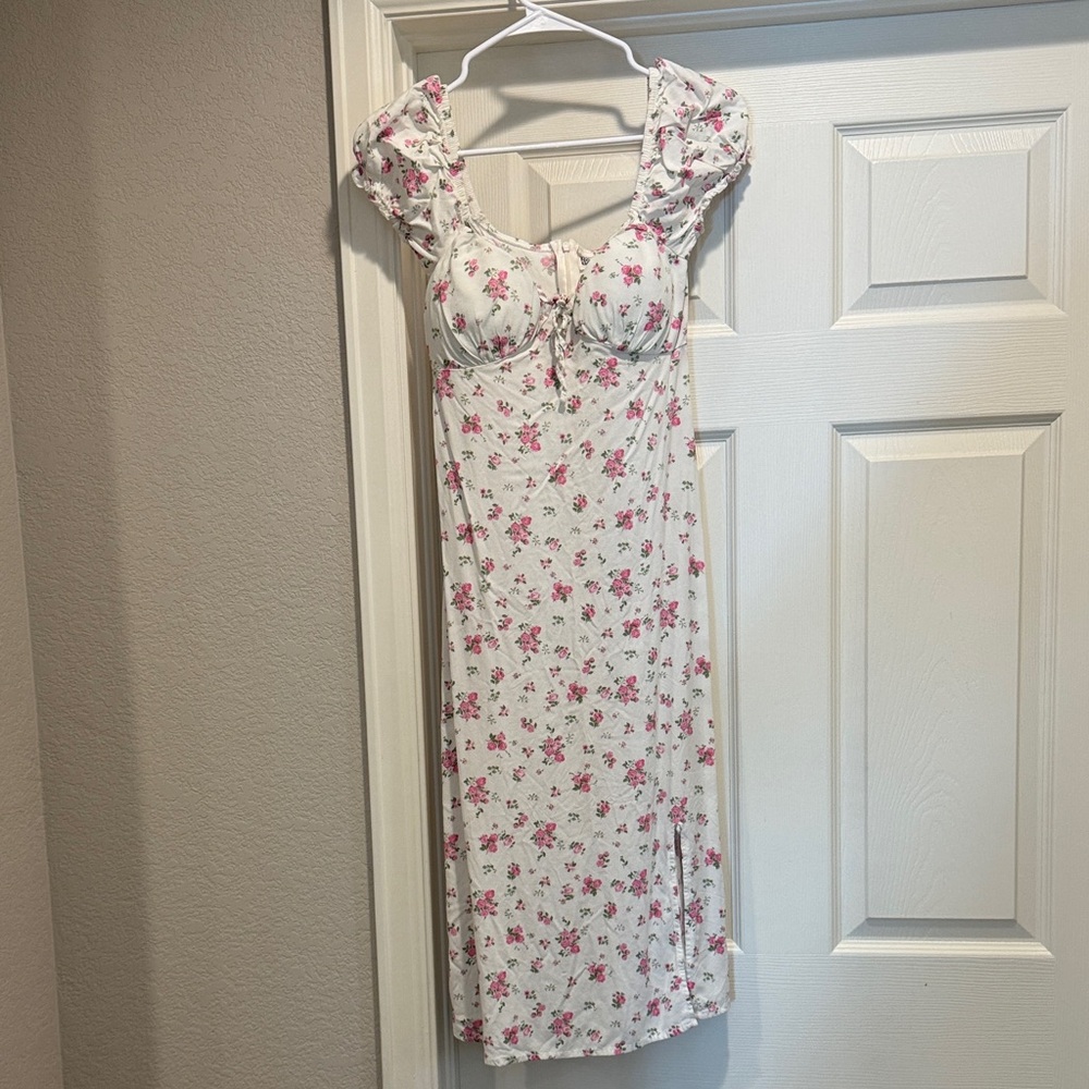 No Boundaries Pink and White Floral Midi Dress